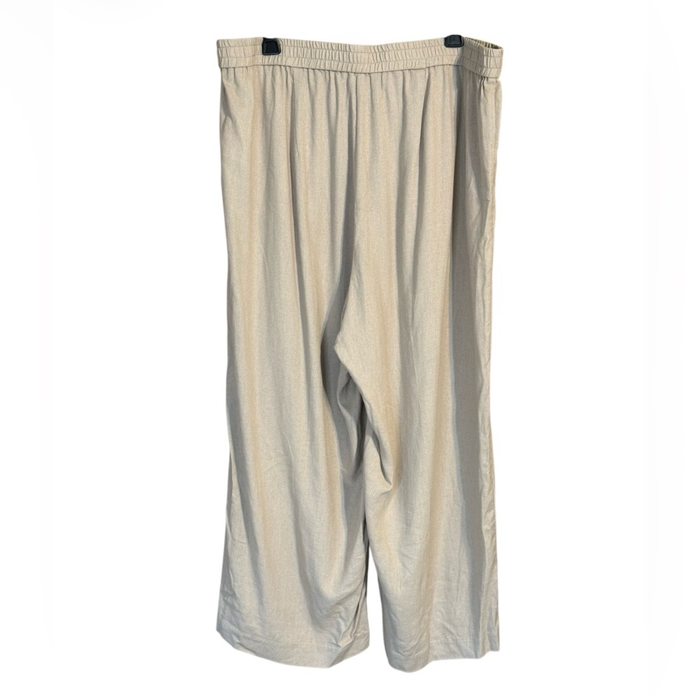 Eloquii Wide Leg Pants Size 16 Beige Linen Blend Pull On Elastic Waist Plus Size - Picture 2 of 2